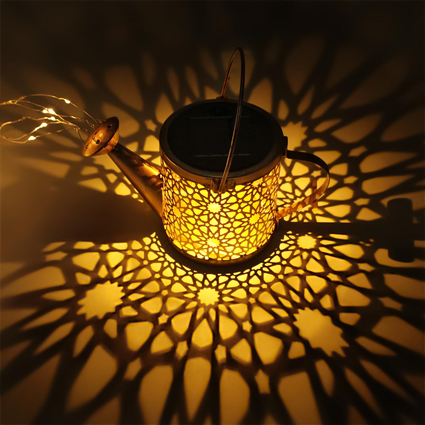 X-PREK Solar Garden Lights, Metal Watering Can Design, Waterproof, Warm White, Outdoor Patio Decor